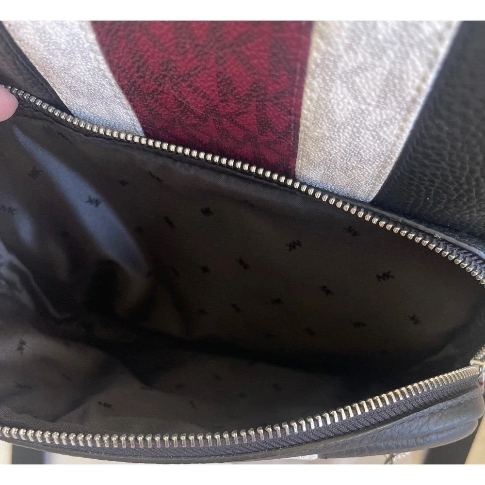 Michael Kors Hudson Commuter Black‎ Pebble Leather Striped Backpack Work Travel
